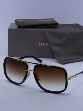 Dita MACH-ONE DRX-2030B-G Aviator Sunglasses - Black / Brown